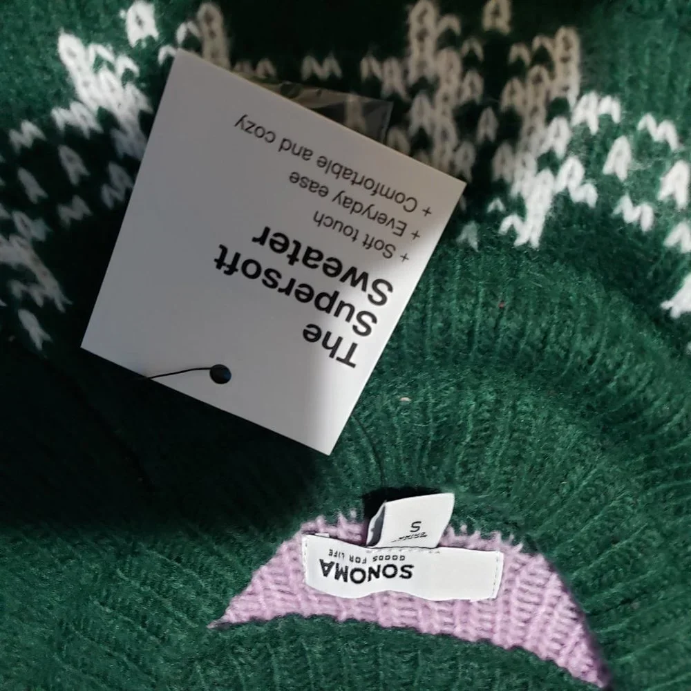 NWT Sonoma Supersoft Fairisle Sweater Pullover - Picture 4 of 7